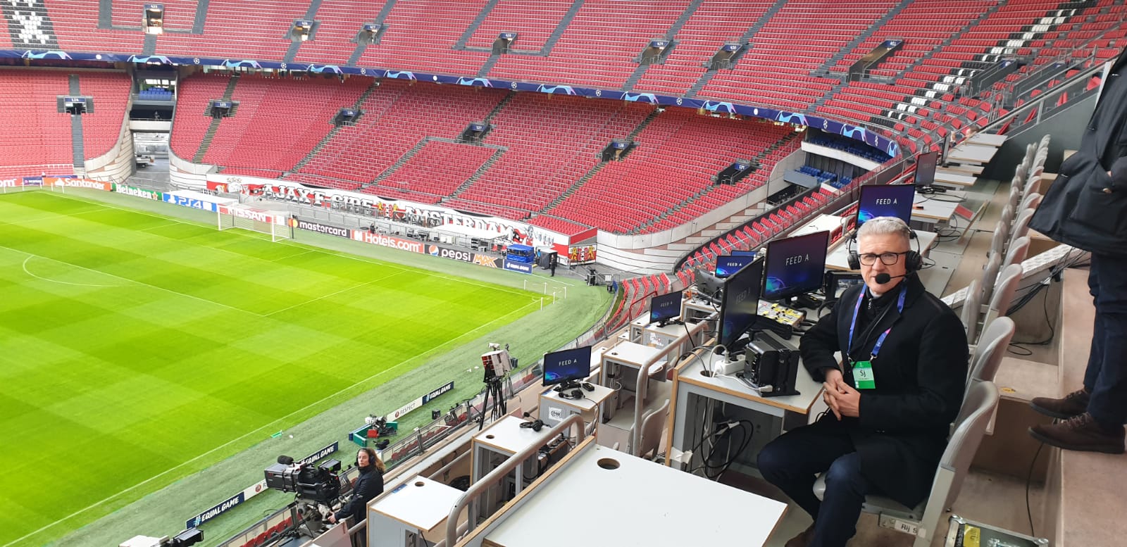 Stefano Bizzotto in tribuna allo stadio di Amsterdam